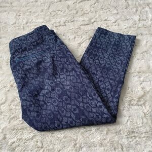 Cartonnier Anthropologie Women's Size 2 Blue Print Charlie Trouser Crop Pants